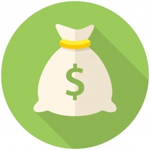 Money bag icon (flat design with long shadows)